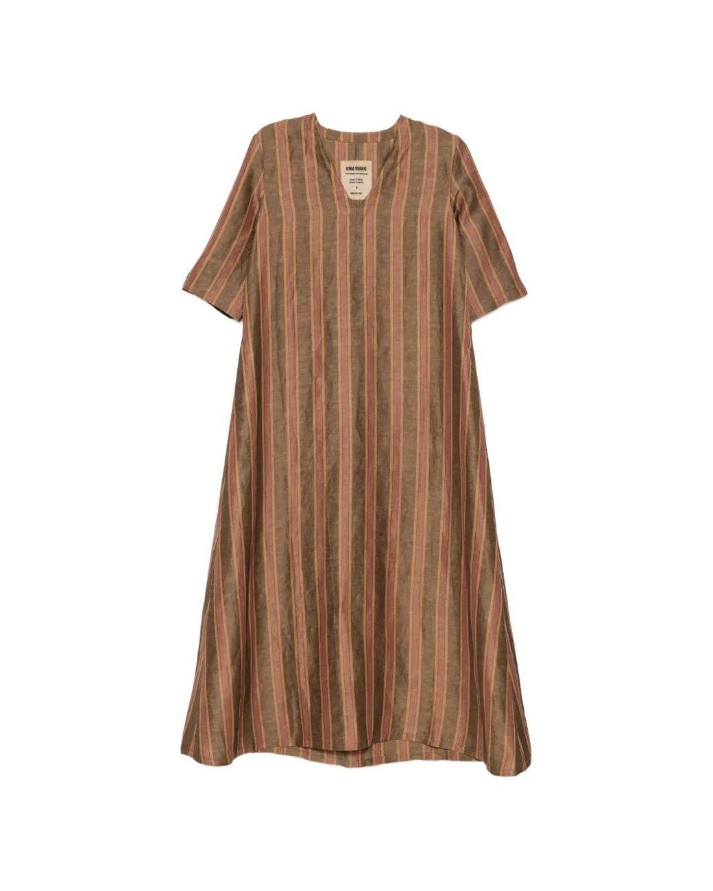 Uma Wang Brown Apostle Striped Dress