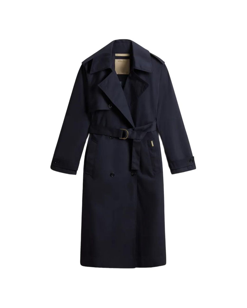 Woolrich Blue Trench Ceinturé À Boutonnière Croisée
