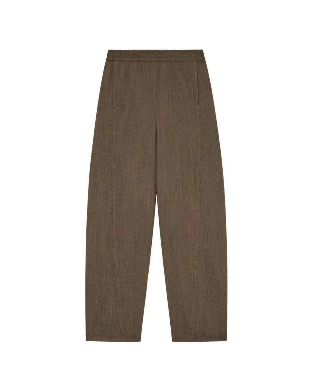 Ganni Green Pantalon En Laine Mélangée