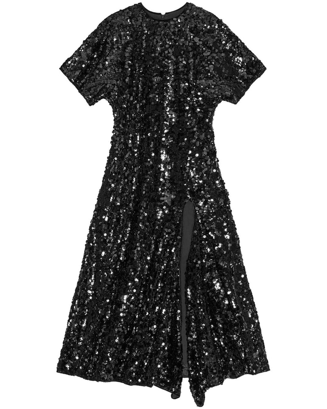 Ganni Black Sequinned Velvet Dress