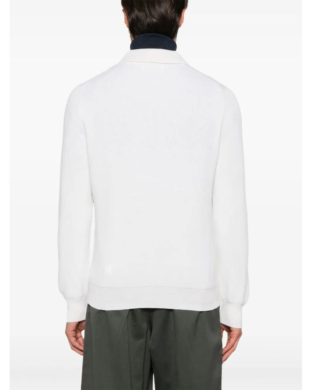 D4.0 White Fine-Ribbed Polo Shirt for men