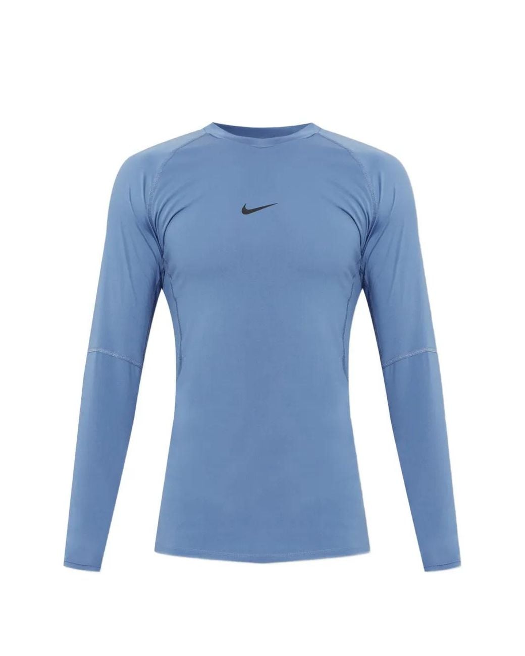 Nike Blue Pro Dri-Fit Tight Long-Sleeve Fitness T-Shirt for men