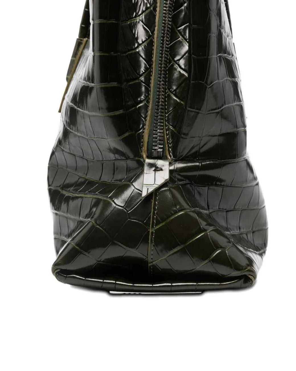 The Attico Black La Passeggiata Croc Embossed Medium Tote Bag