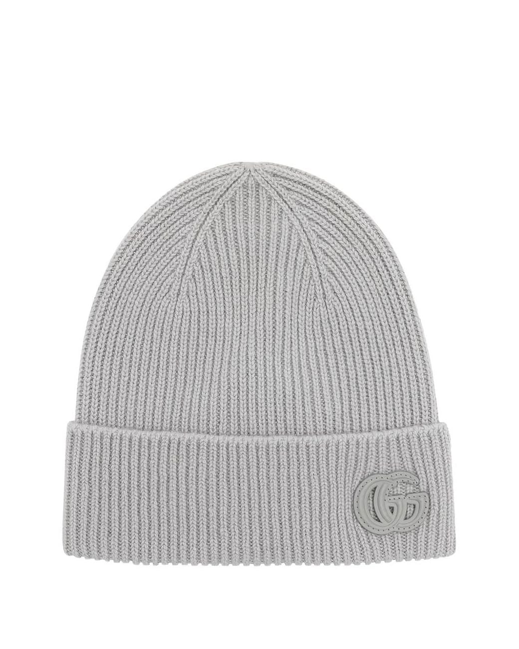 Gucci Gray Cashmere Hat With Patch