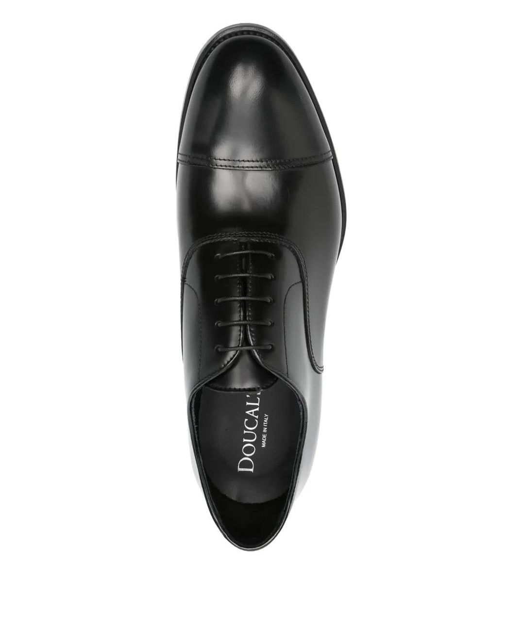 Doucal's Black Leather Oxford Shoes for men
