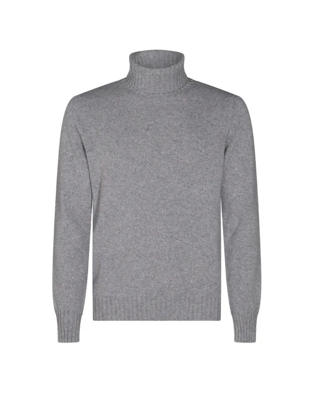 Piacenza Cashmere Gray Ribbed-Knit Roll-Neck Sweater for men