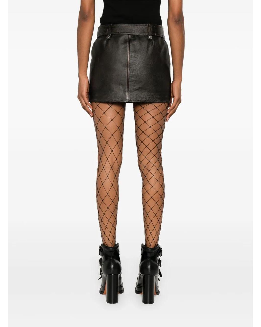 McQueen Black Leather Mini Skirt