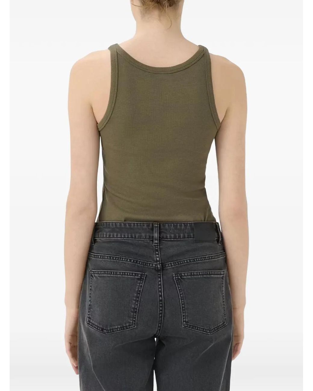 Gestuz Green Drewgz Ribbed-Knit Tank Top