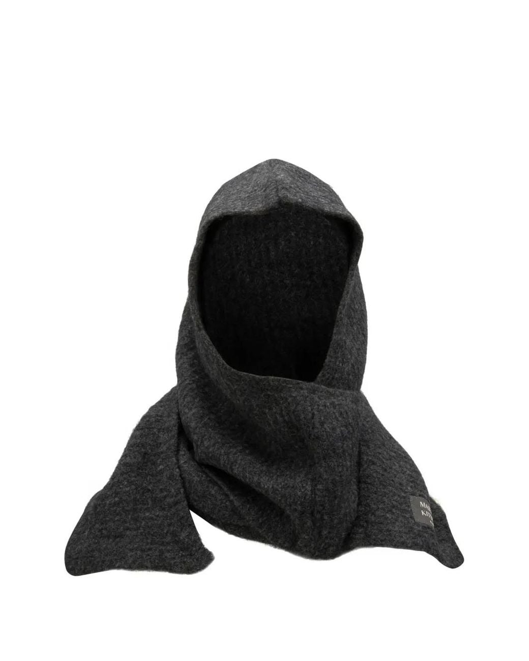 Maison Kitsuné Black Hooded Knitted Scarf