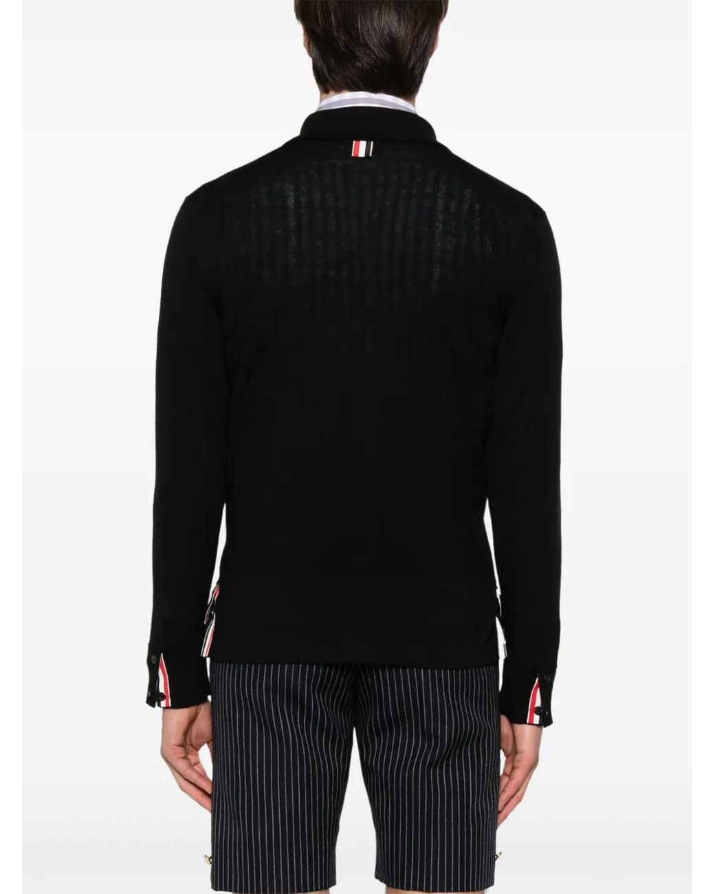 Thom Browne Black 'Button Down' Cardigan for men