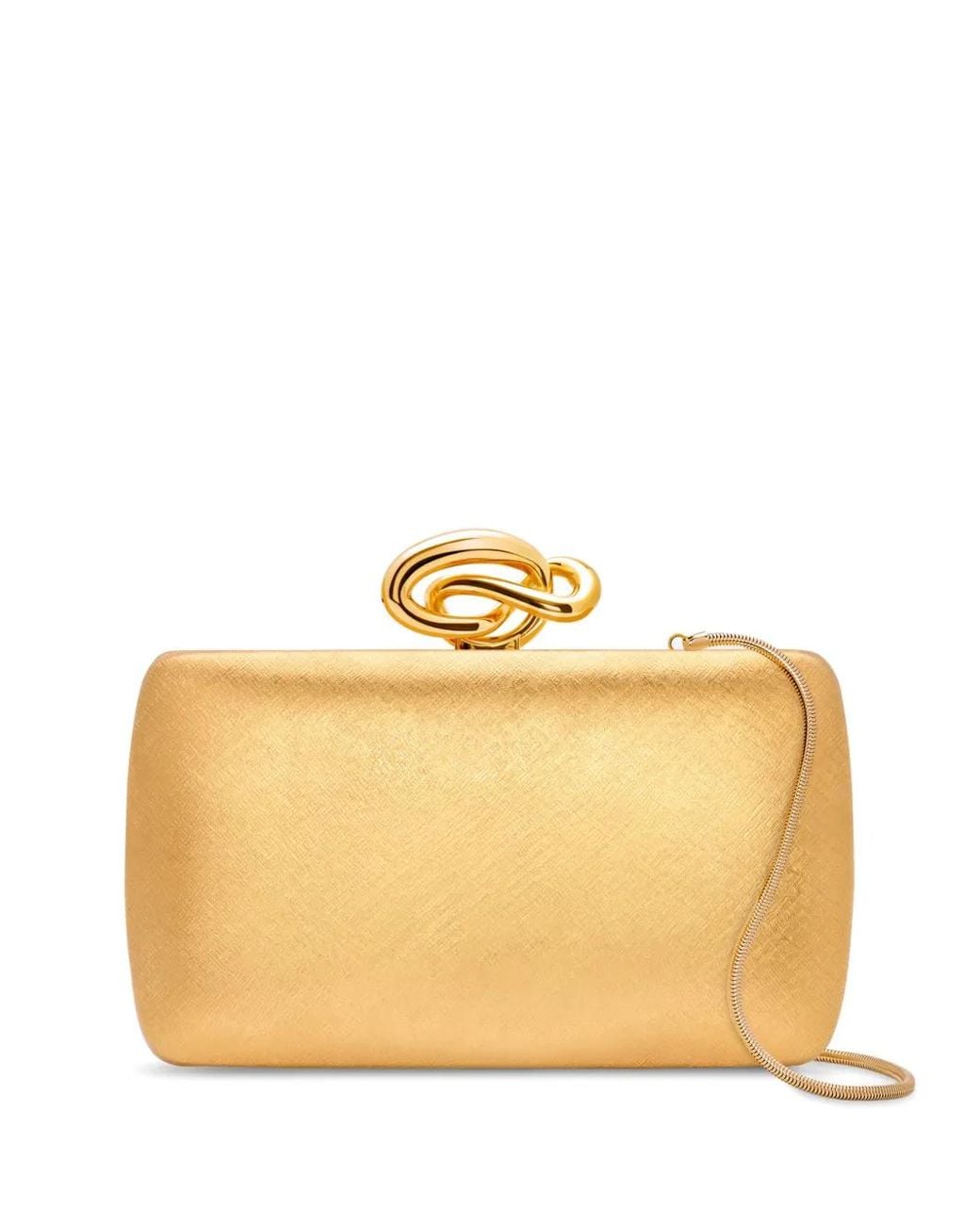 Oscar de la Renta Natural Knot Minaudière Textured-Finish Clutch Bag