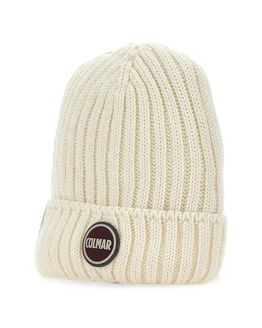 Colmar White Ribbed-Knit Beanie Hat for men