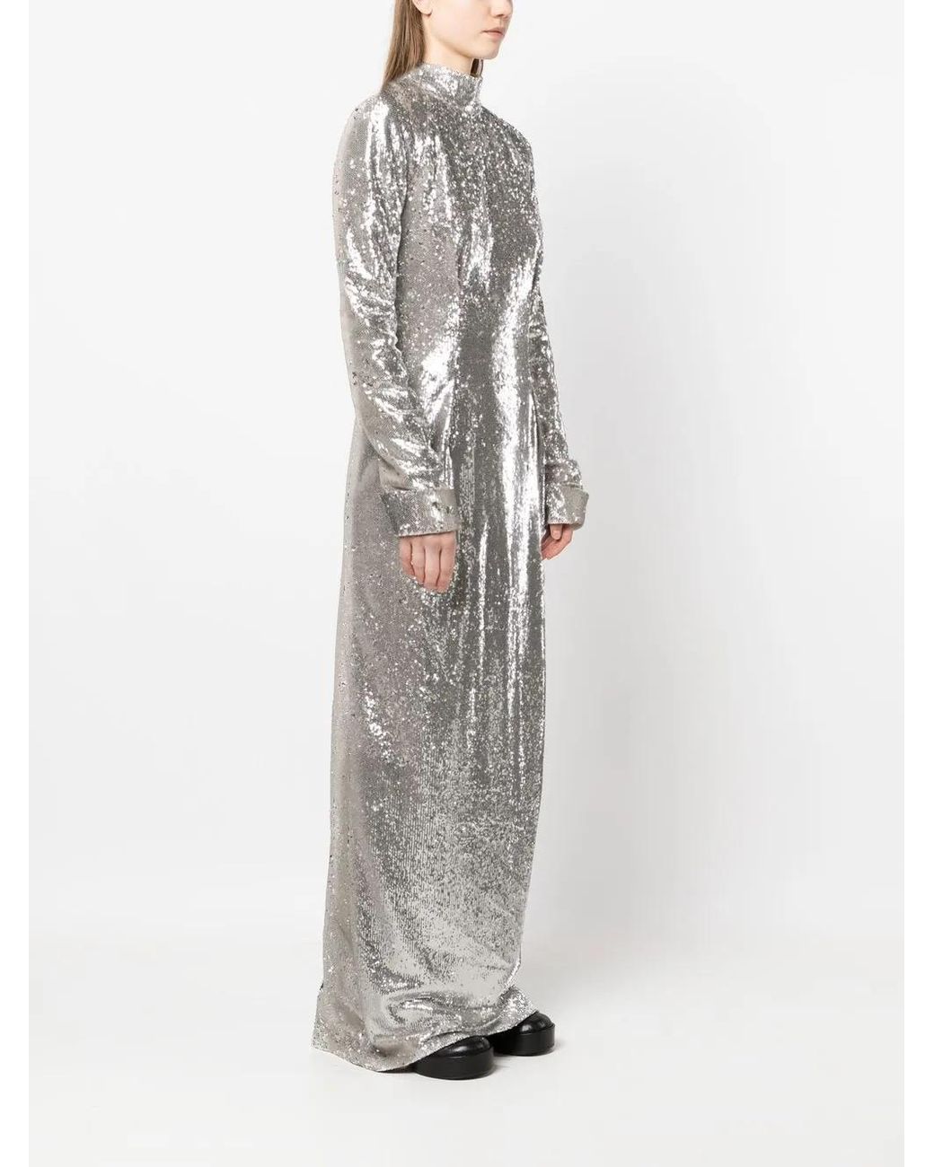 Givenchy Gray Open-Back Sequin Gown