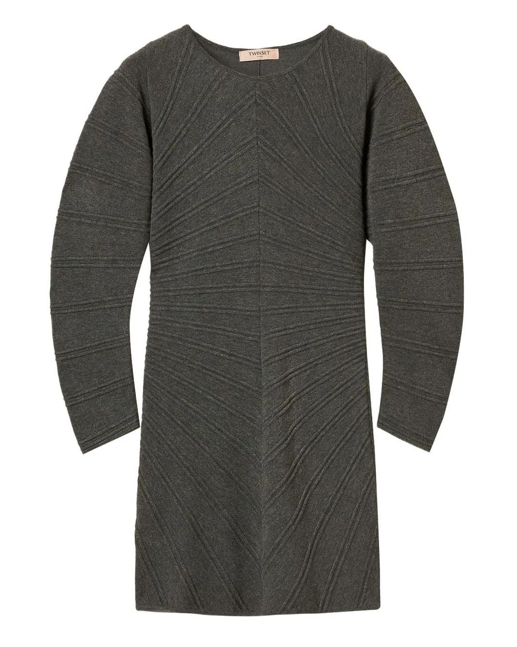 Twinset Gray Stitch-Pattern Knit Dress