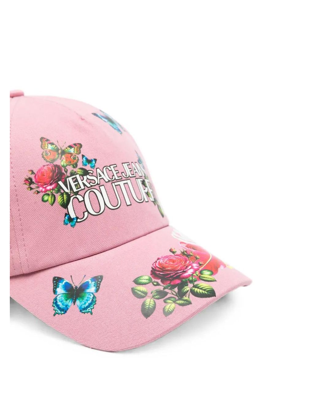 Versace Jeans Couture Pink Butterfly-Print Logo-Patch Baseball Cap