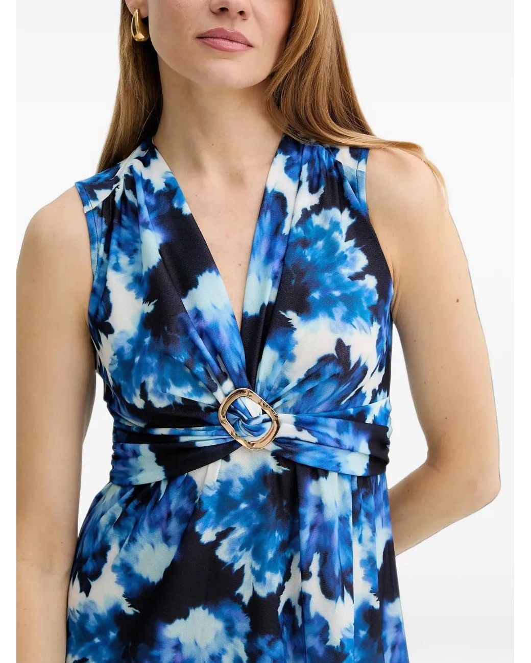 Morgan Blue Tie-Dye Ring-Detail Dress