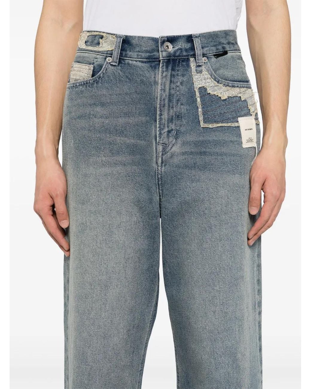 FIVE CM Blue Patchwork Jeans for men