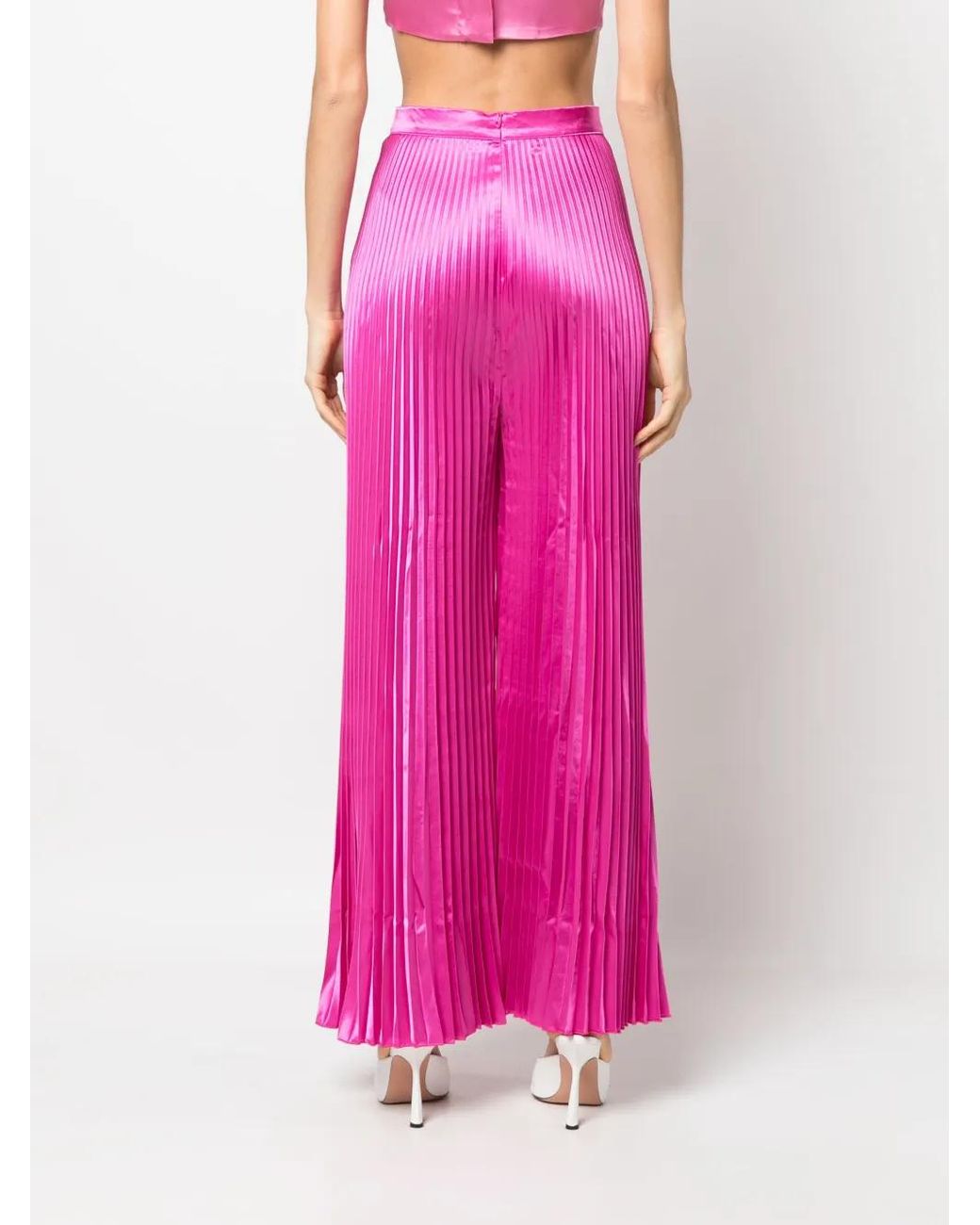 L'idée Pink Pleated High-Waisted Trousers