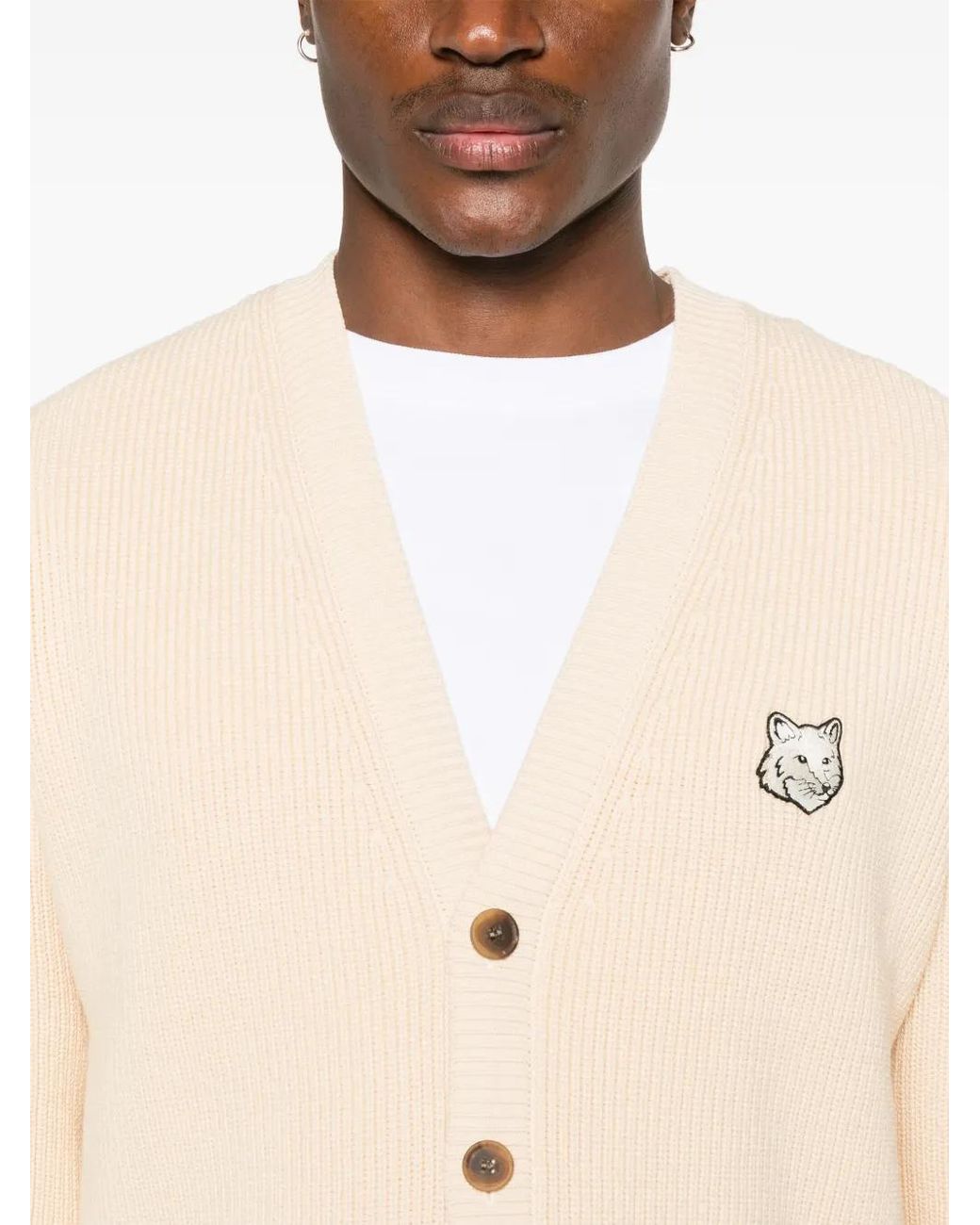 Maison Kitsuné Natural Baby Fox Cardigan for men