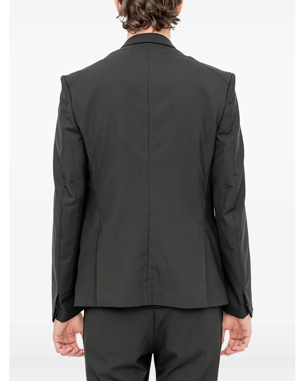 The Viridi-anne Black Wool Single-Breasted Blazer for men