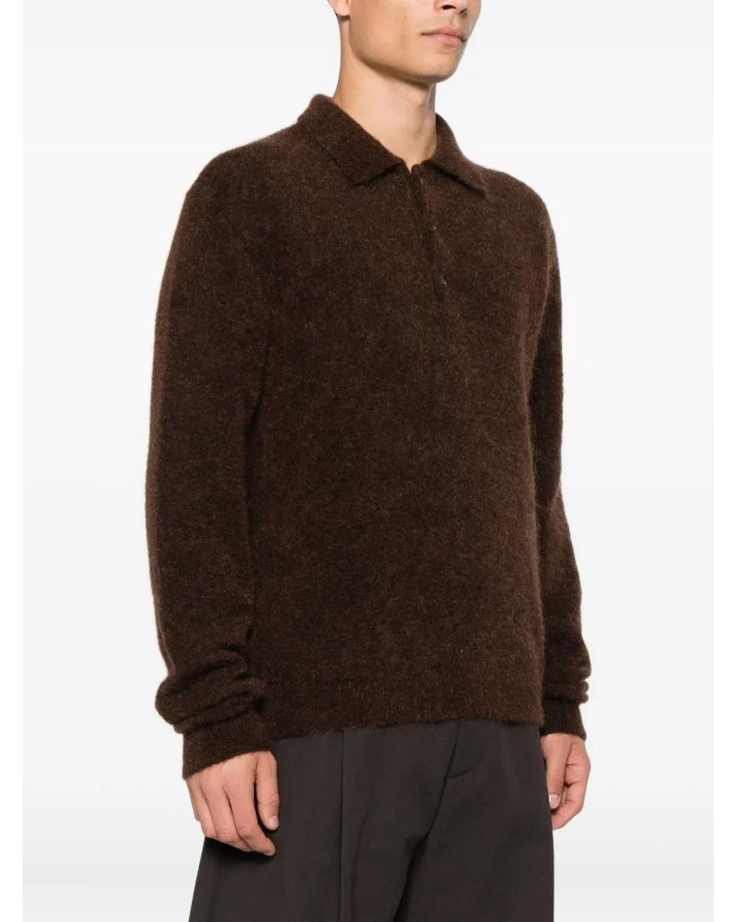 sunflower Brown Polo-Neck Buttoned Sweater for men