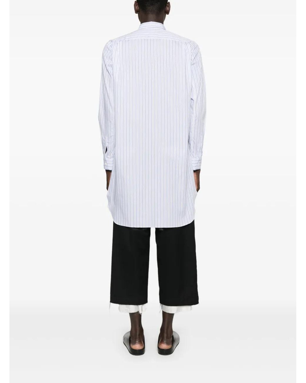 Comme des Garçons Blue Stripe-Print Panelled Shirt for men