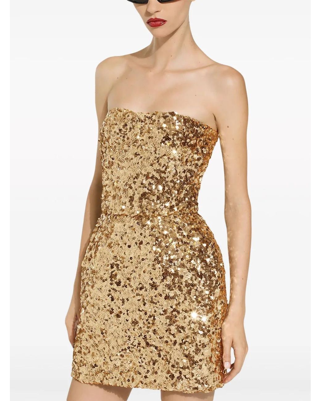 Dolce & Gabbana Natural Sequin-Embellished Strapless Dress