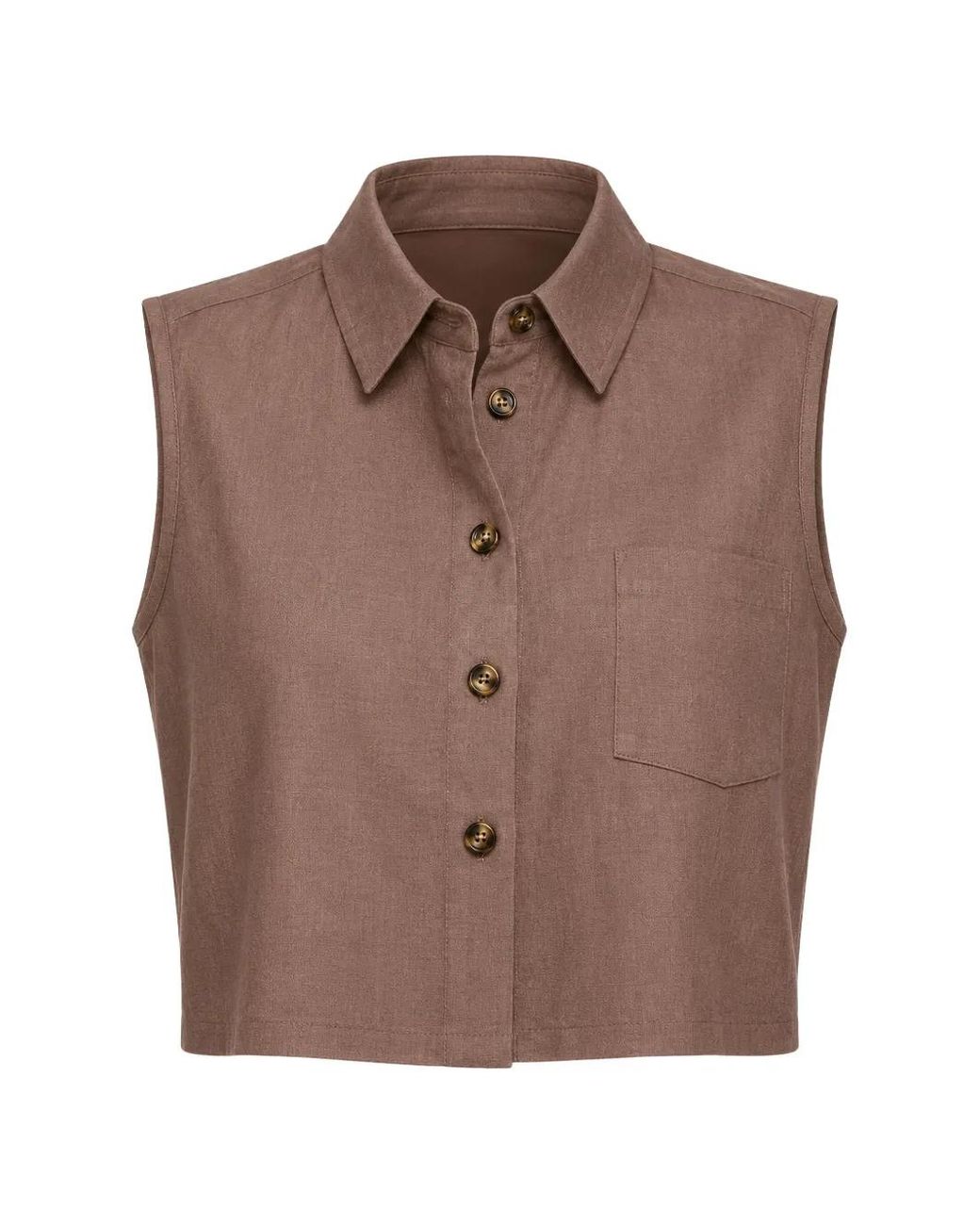 Hevron Brown Katja Woven Cropped Top