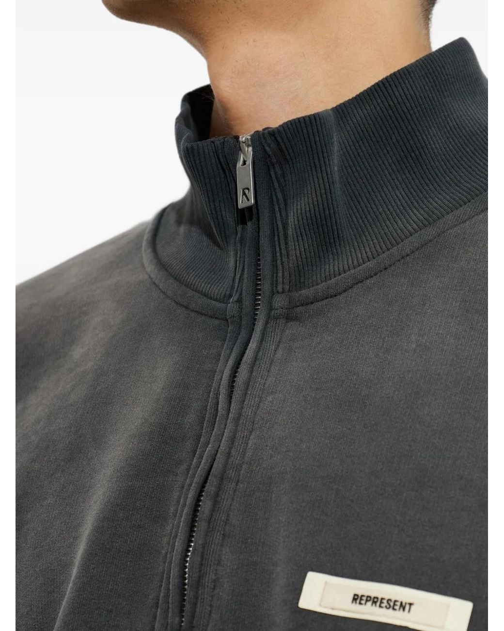 Represent Black Vintage-Effect Long-Sleeve Sweatshirt for men