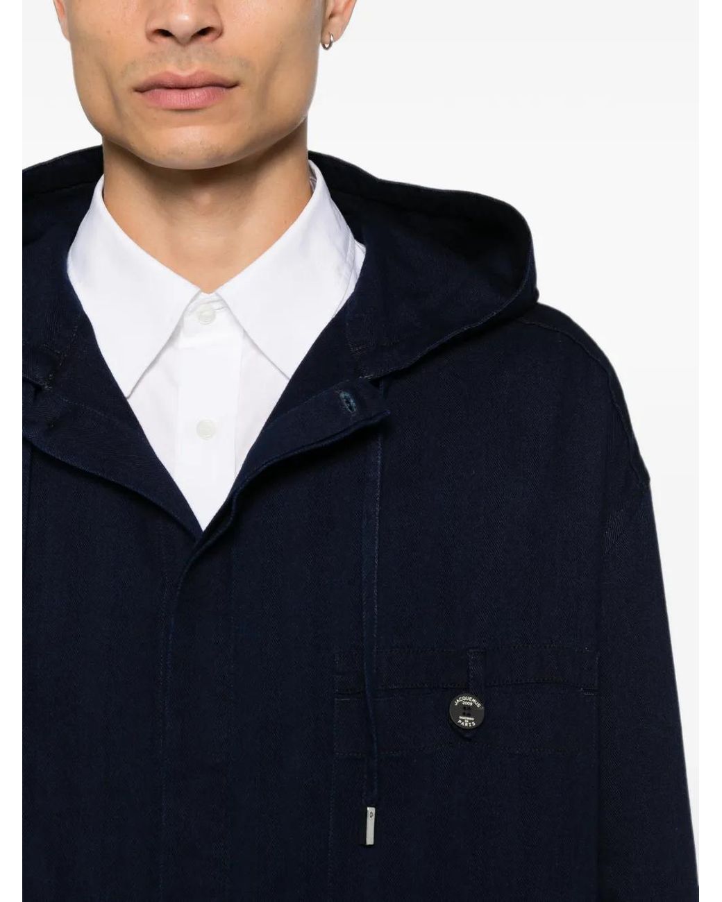 Jacquemus Blue Hooded Denim Shirt Jacket for men