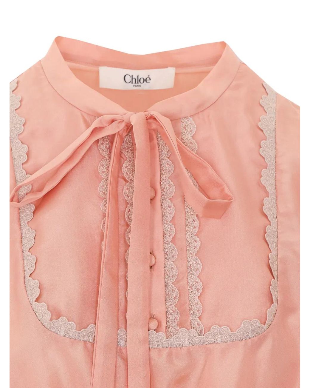 Chloé Pink Blouse Bordée De Dentelle À Volants