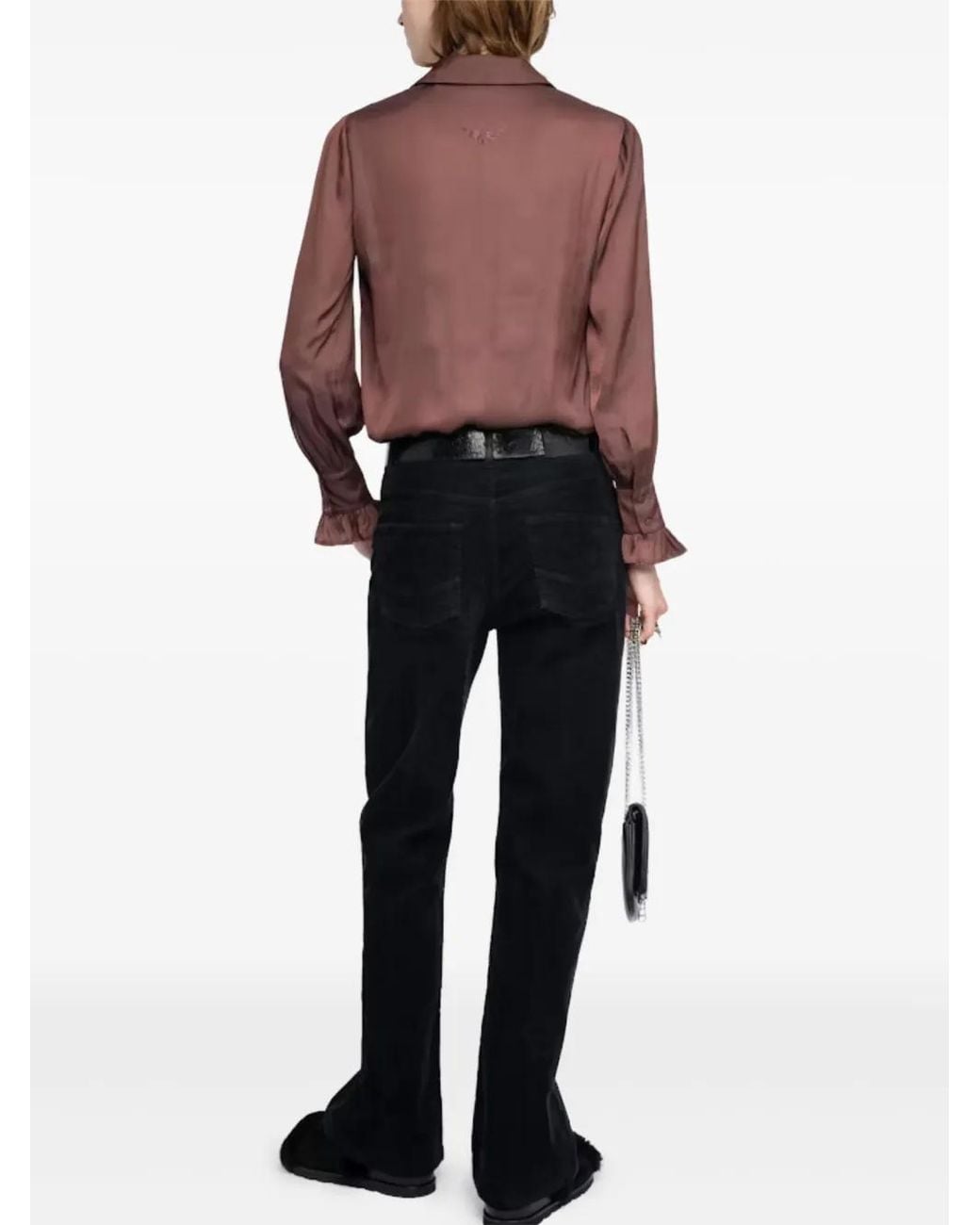 Zadig & Voltaire Purple Ruffled Long-Sleeves Top