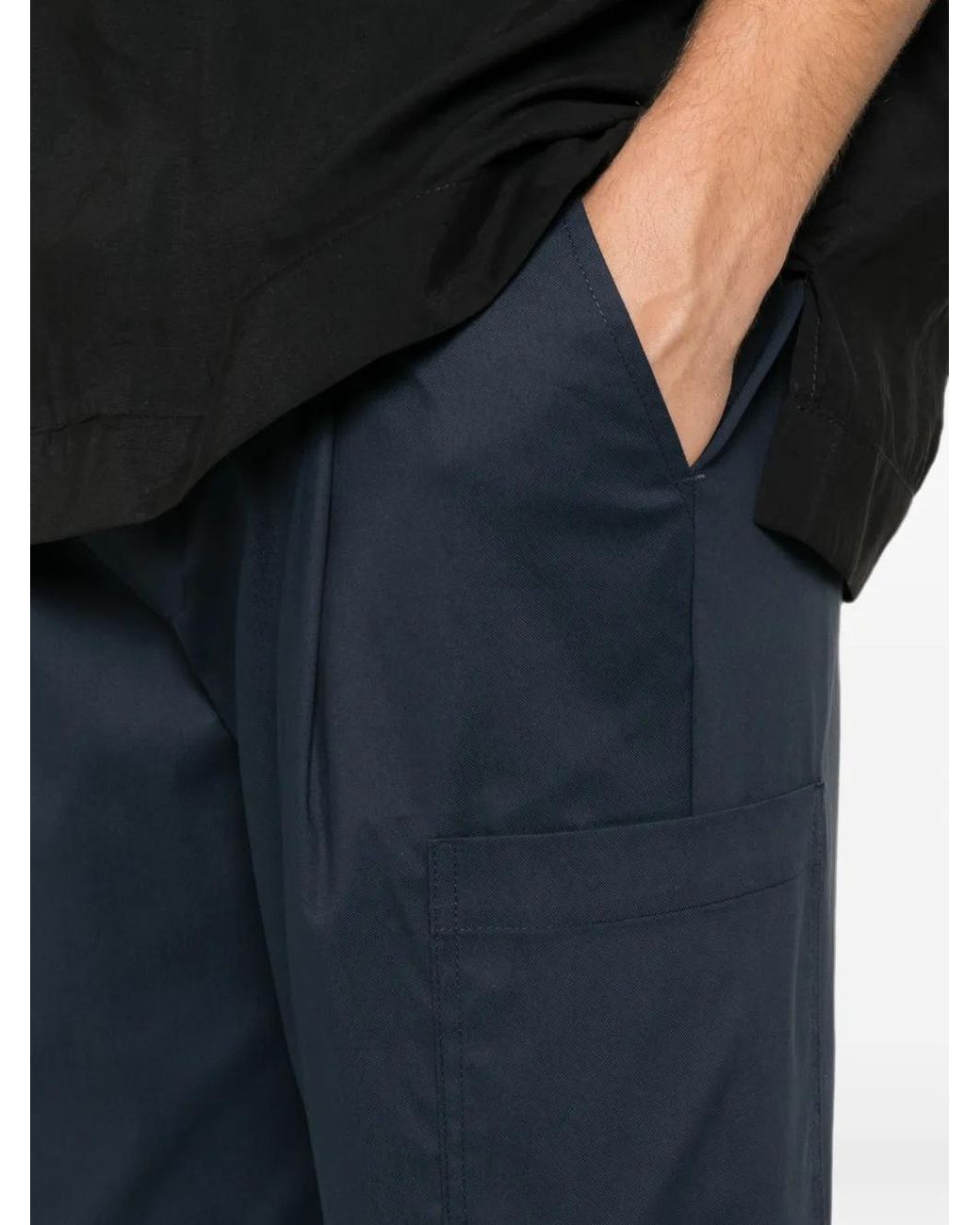 Yes London Blue Pantalon Cargo À Taille Élastiquée for men