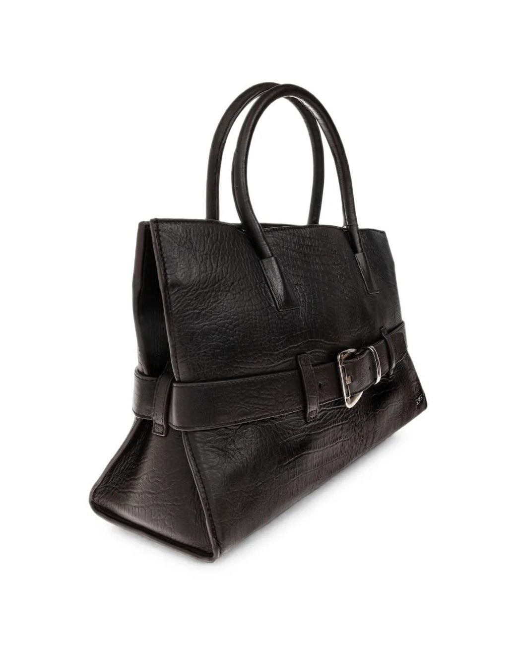 Gestuz Black Gzcrolina Crocodile-Effect Buckled Tote Bag
