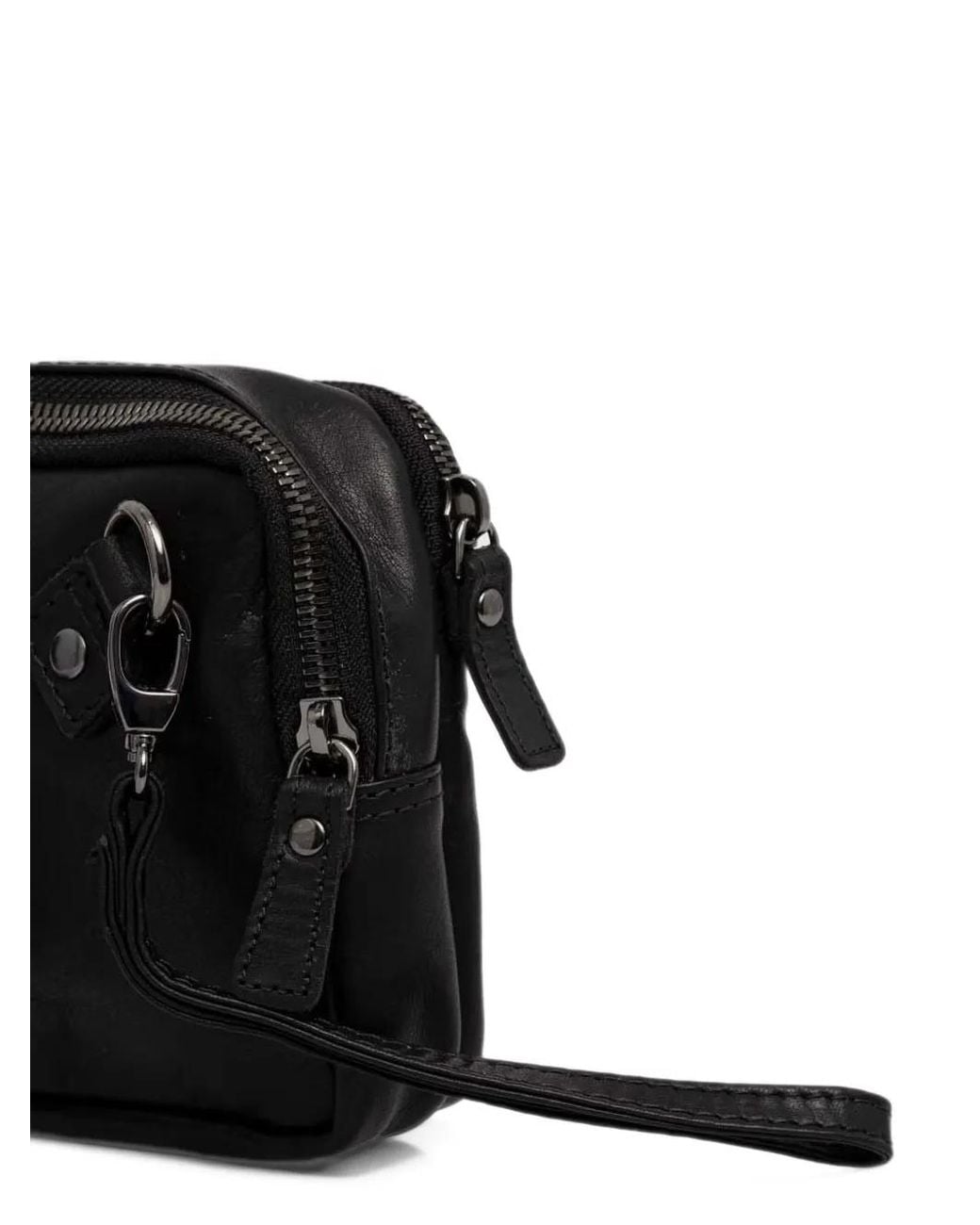 Aeronautica Militare Black Logo-Plaque Leather Belt Bag for men
