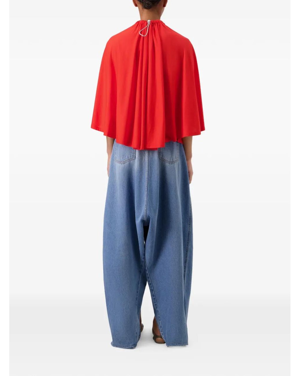 Coperni Red Blouse Drapée Asymétrique
