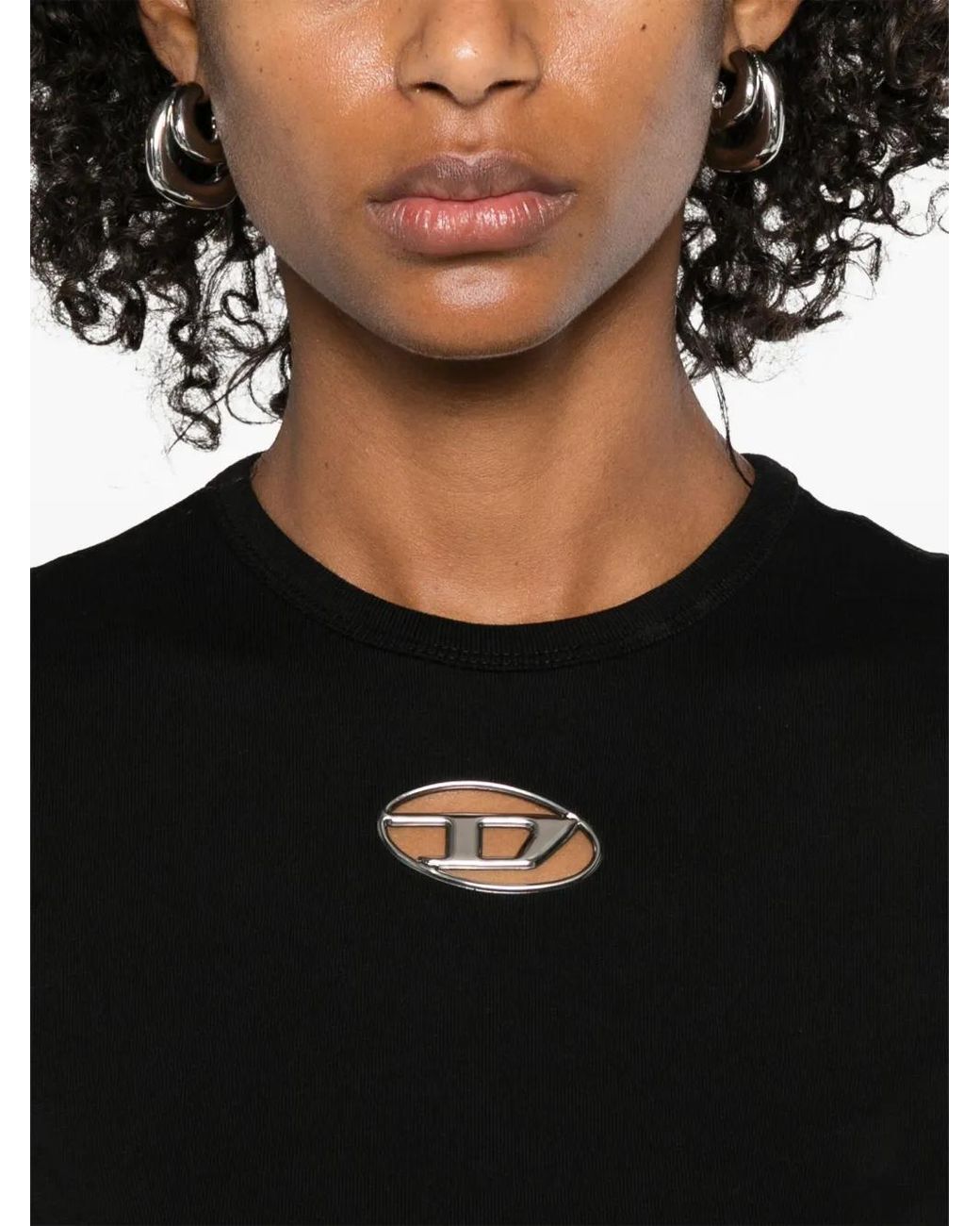 DIESEL Black Oval-D Cotton T-Shirt