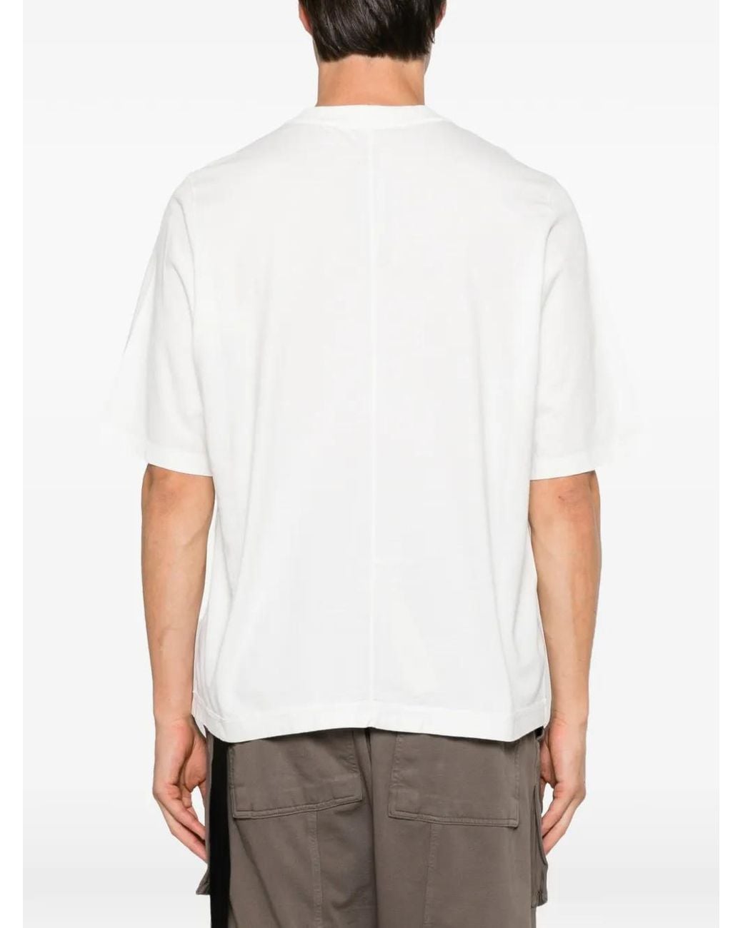Rick Owens White Midweight Cotton Ribbed Crewneck T-Shirt for men