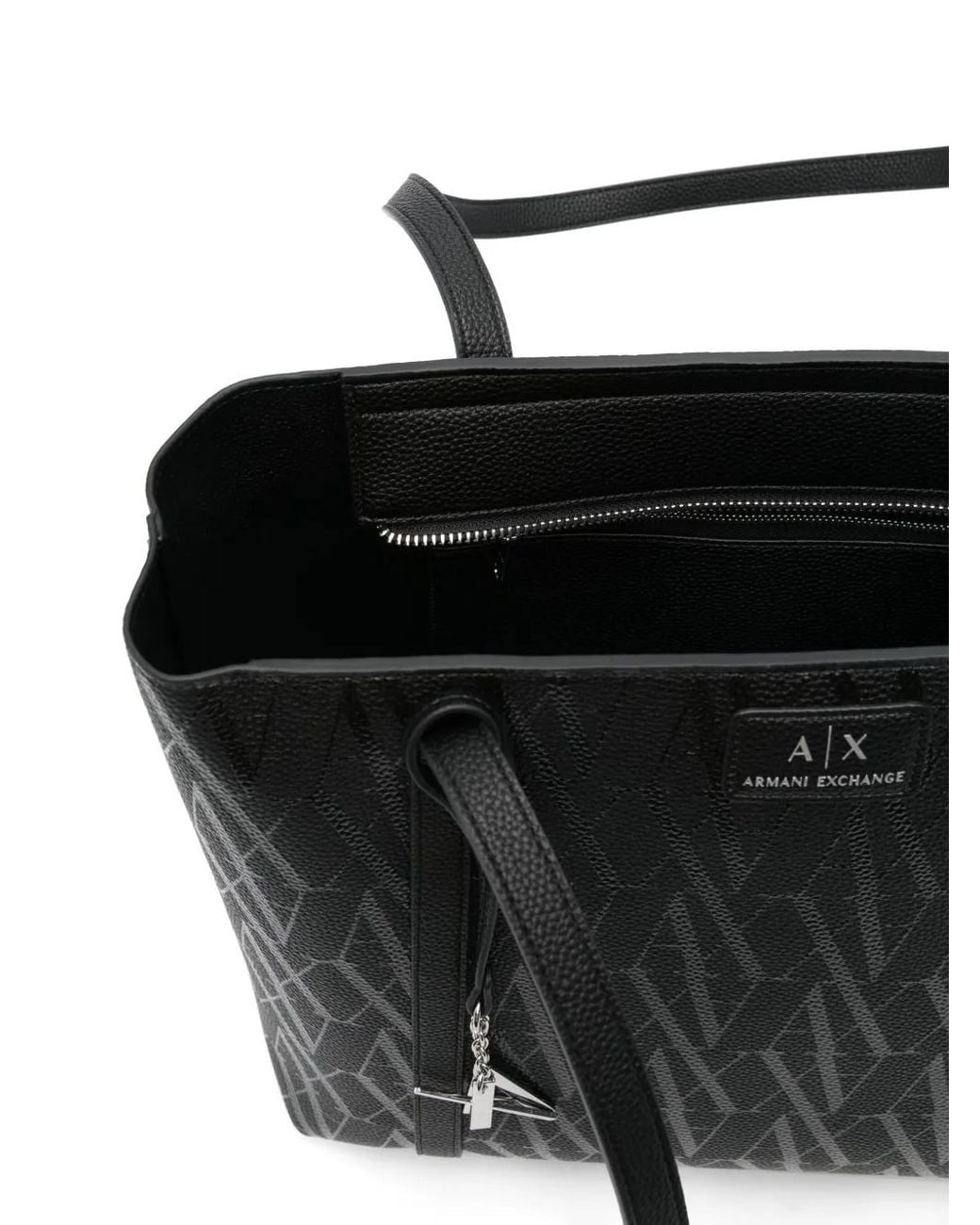 ARMANI EXCHANGE Black Logo-Pattern Tote Bag