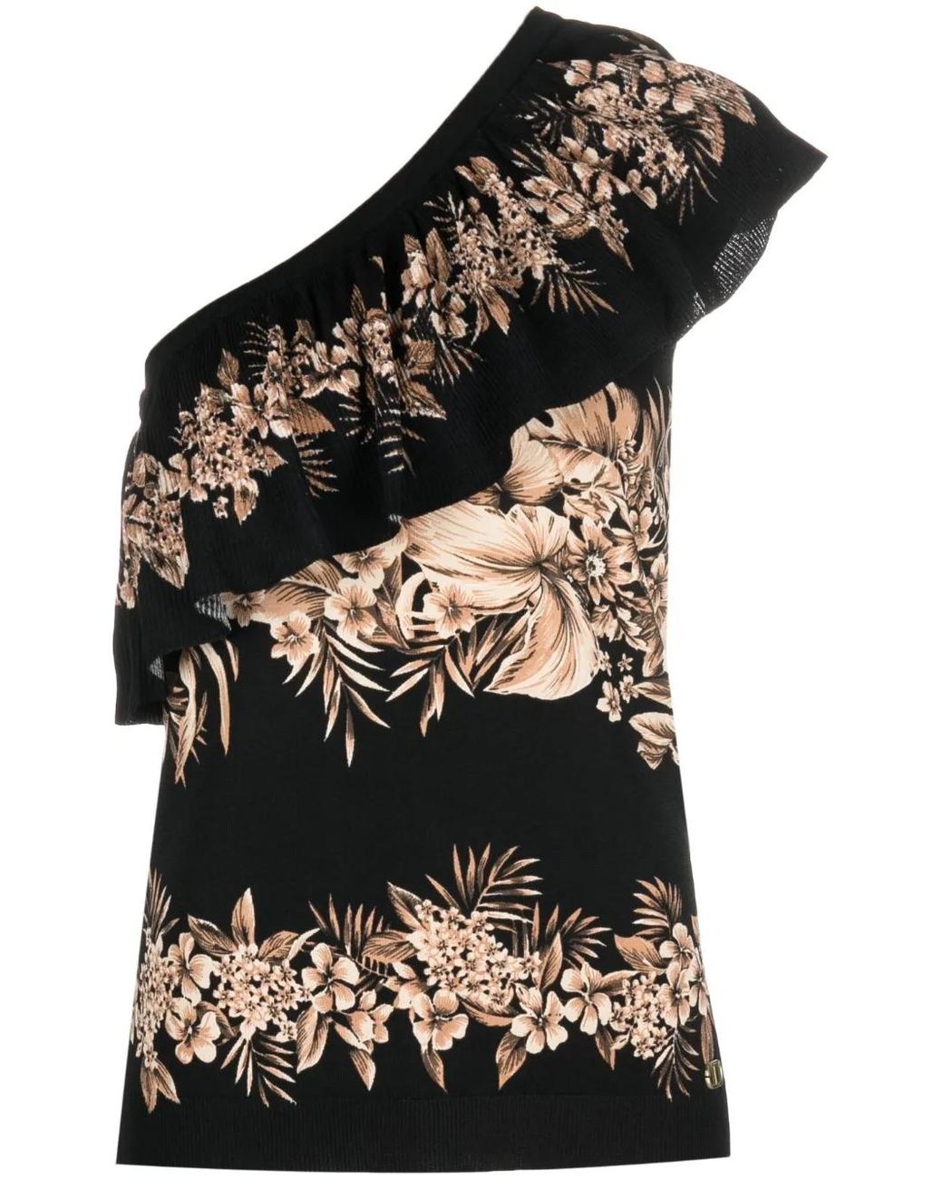 Twinset Black Floral-Print Asymmetric Top