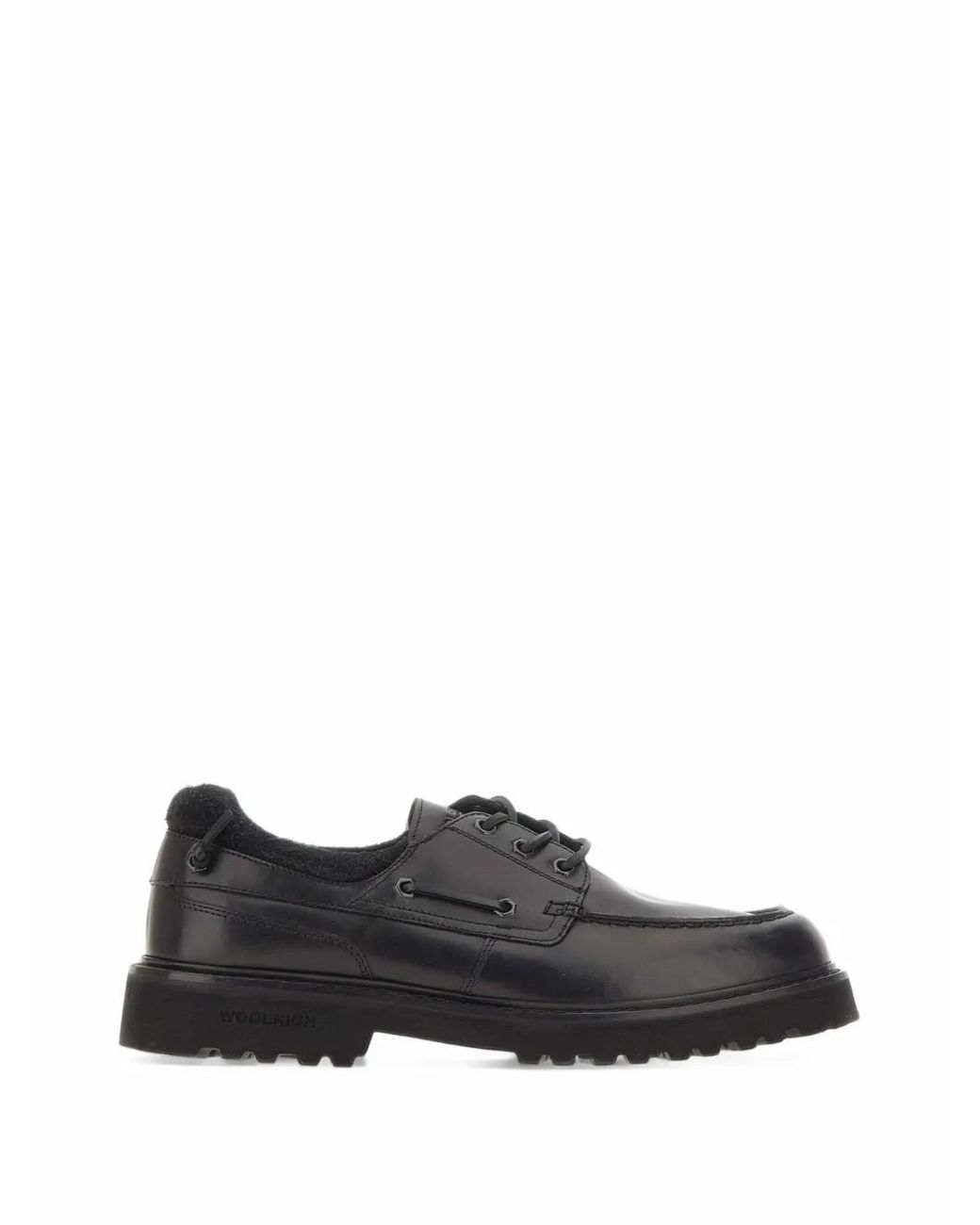 Woolrich Black Lugged Leather Lace-Up Derby Shoes for men