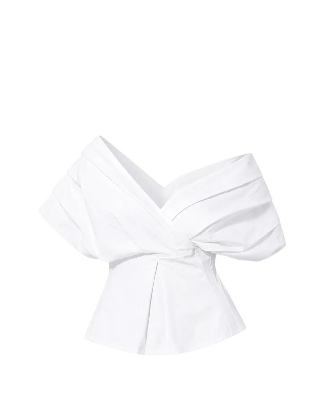 SOEUR & FRÈRES White Off-Shoulder Pleated Top