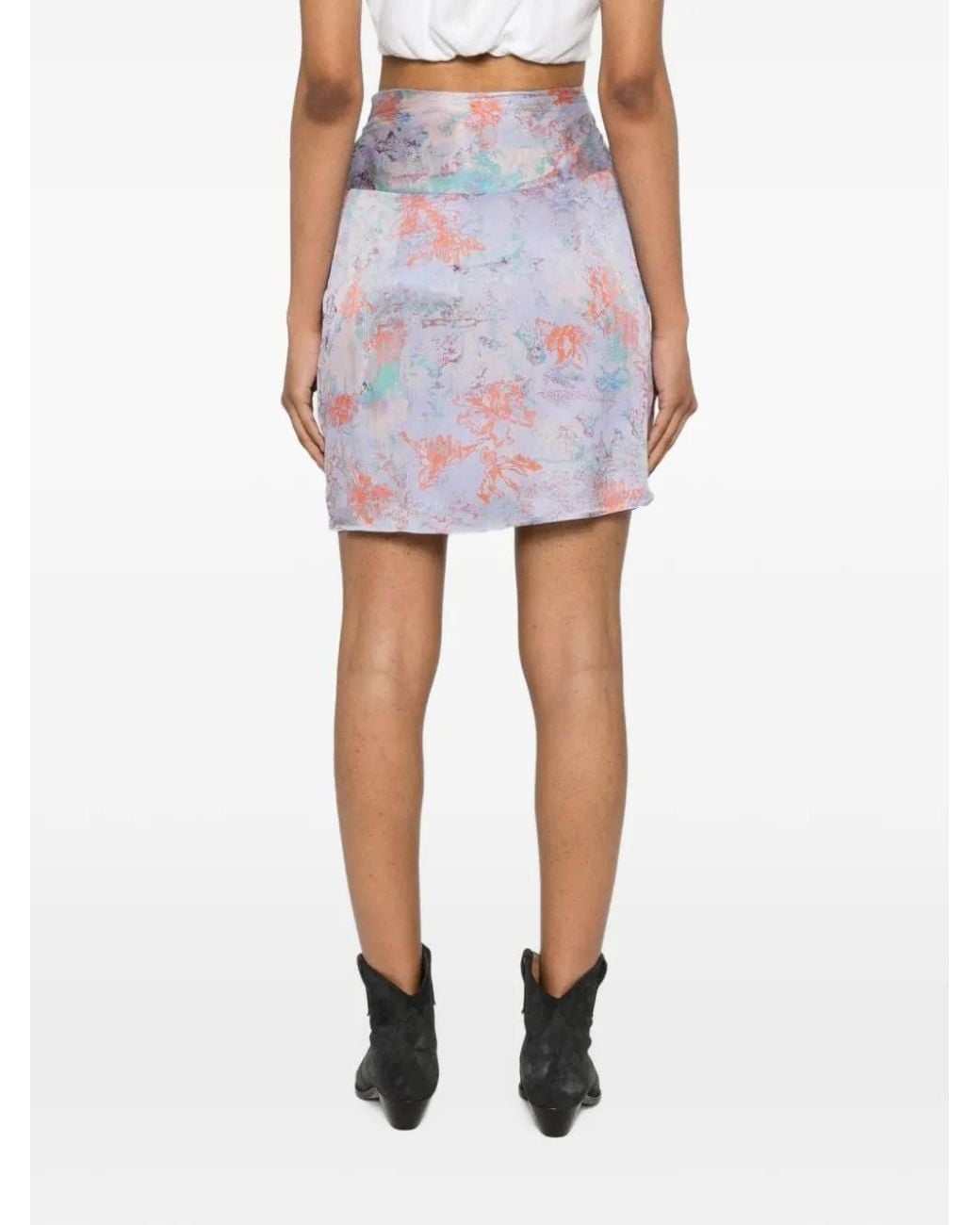 IRO White Theoline Ruffled Abstract-Print A-Line Mini Skirt