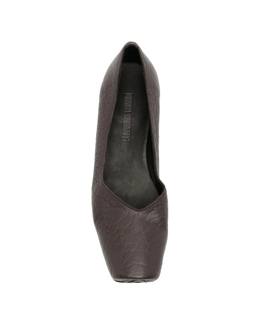 Uma Wang Gray Crinkled-Effect Square-Toe Pumps