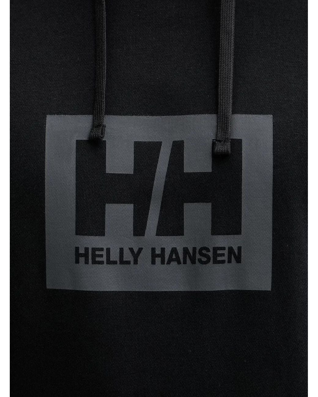 Helly Hansen Black Hh Box Logo-Print Drawstring Hoodie for men