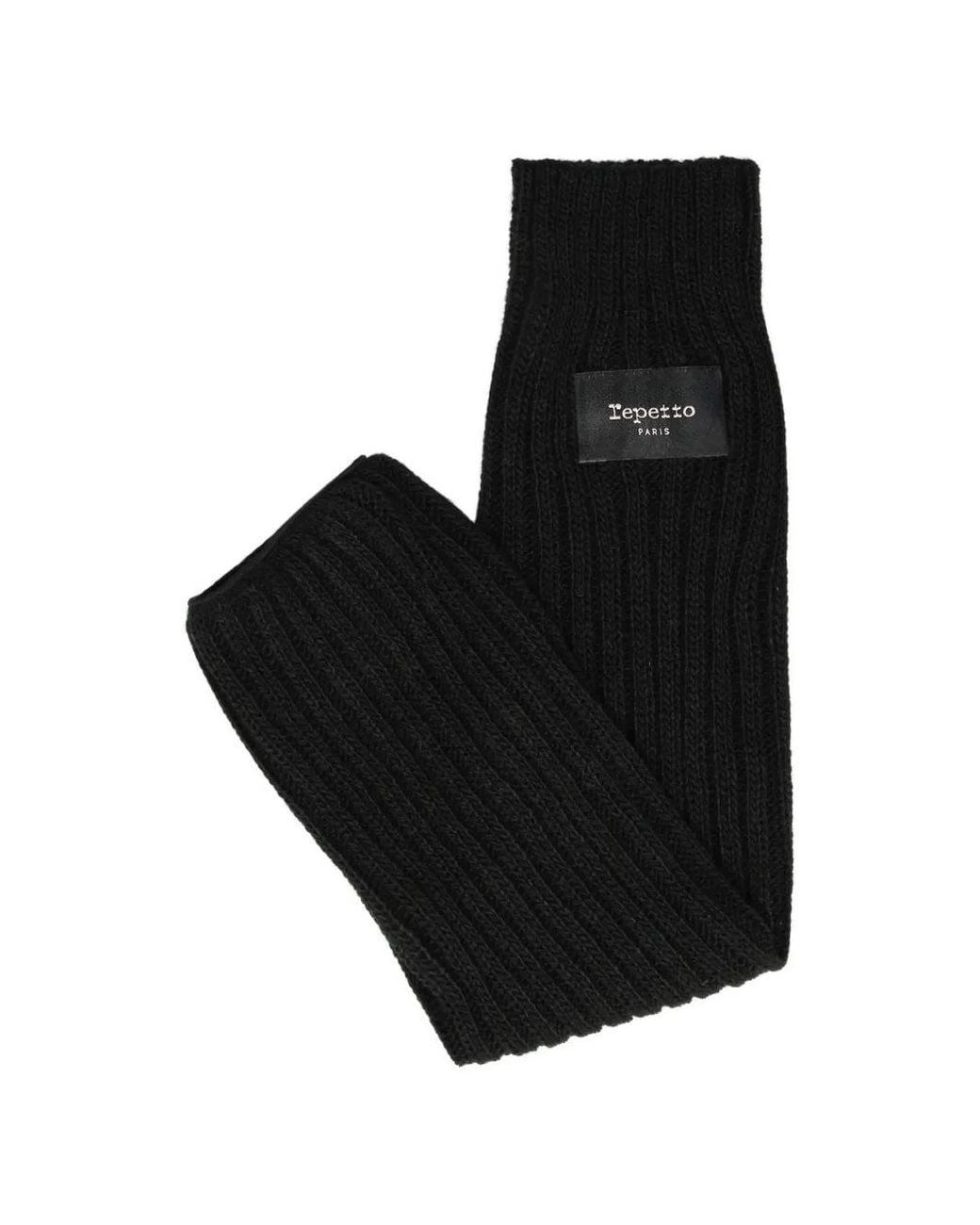 Repetto Black Ribbed Logo-Patch Legwarmers