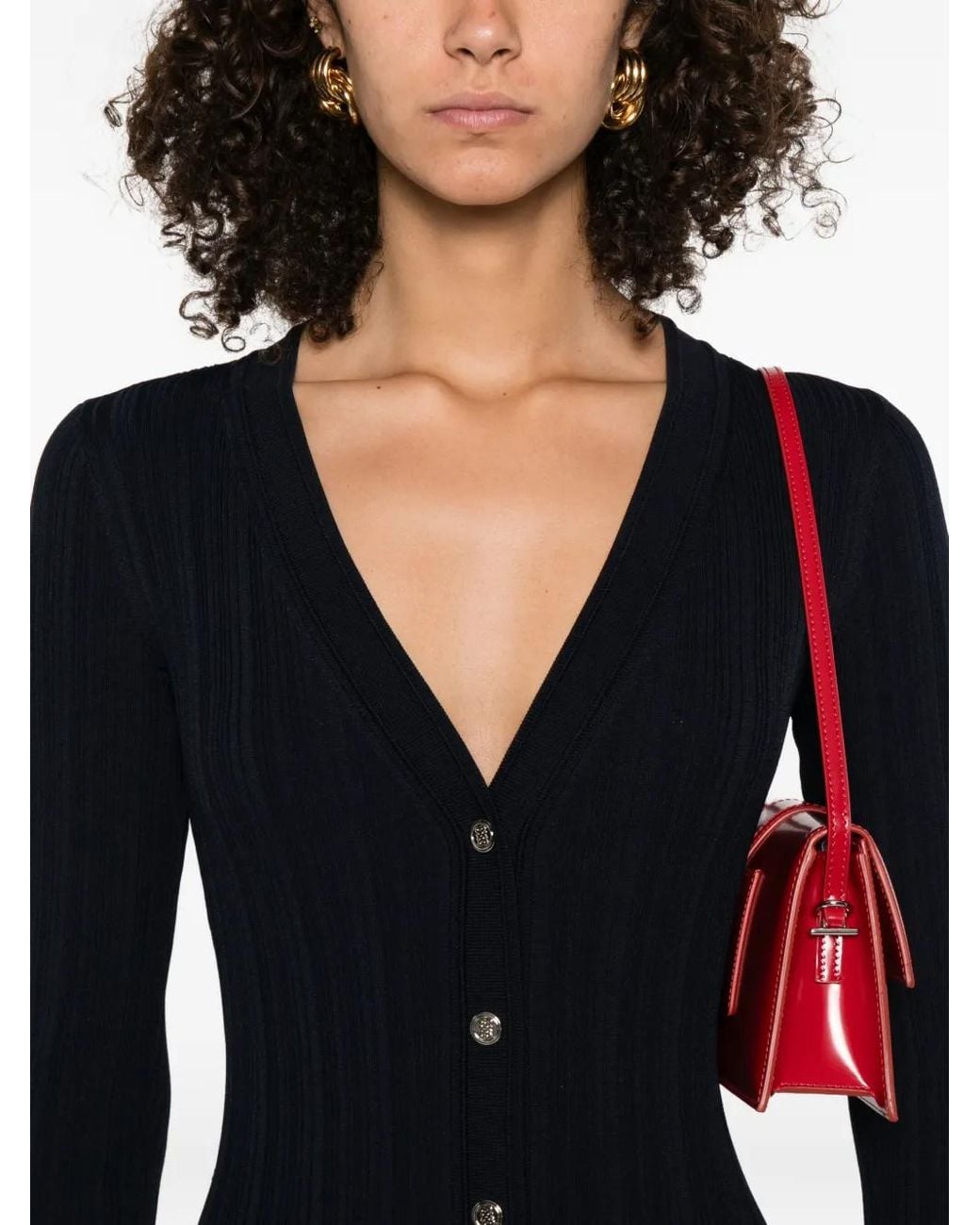 Sandro Black Long Dress With Contrasting Ruffles