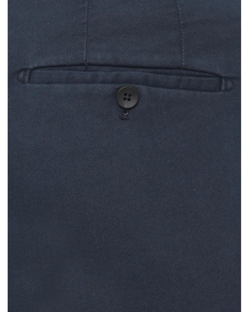 Devore Blue Pleated Turn-Up Trousers for men