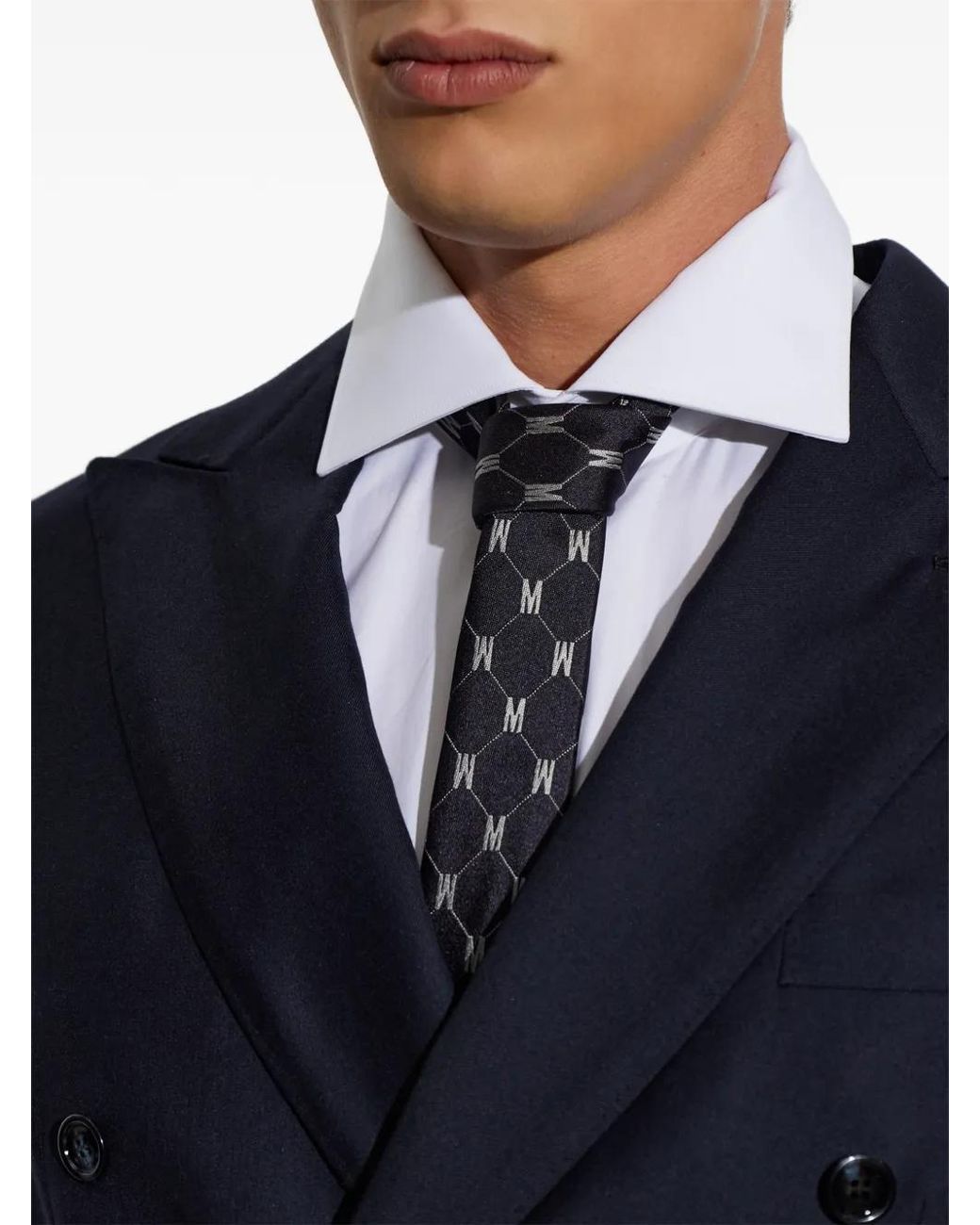 Moschino Black Silk Tie With Monogram for men