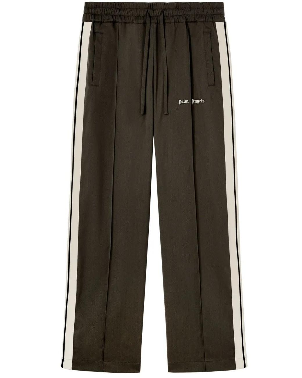 Palm Angels Green Logo-Embroidered Wool Track Pants for men